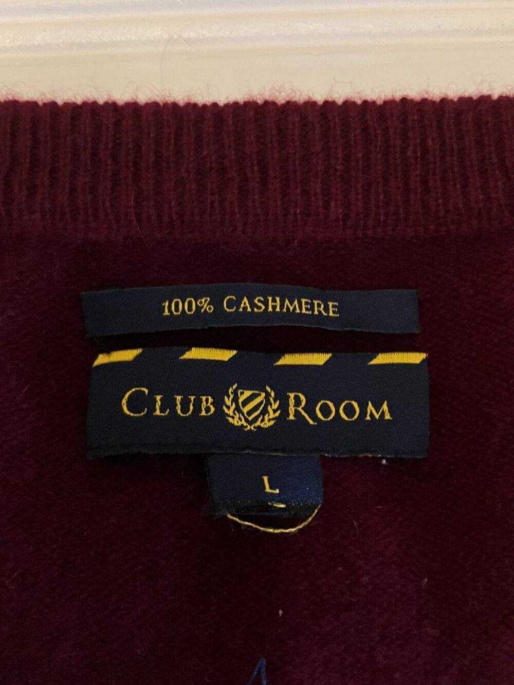 Club Room Estate Cashmere Sweater Mens Large Burgundy V Neck Maroon Pullover L - Picture 5 of 6